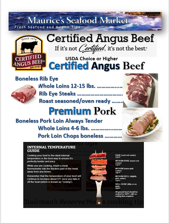 certified angus beef, premium pork